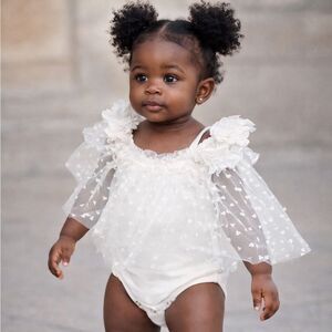SHEIN White Frilly Tulle Onesie | 12-18M Baby Girl |